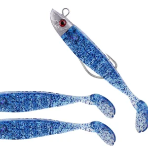 Leurre souple pêche aux leurres + 2 leurres de remplacement bleu