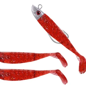 Leurre souple pêche aux leurres + 2 leurres de remplacement rouge